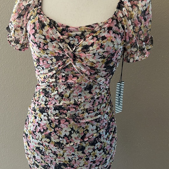 Floral print overlay mesh dress - Picture 11 of 14